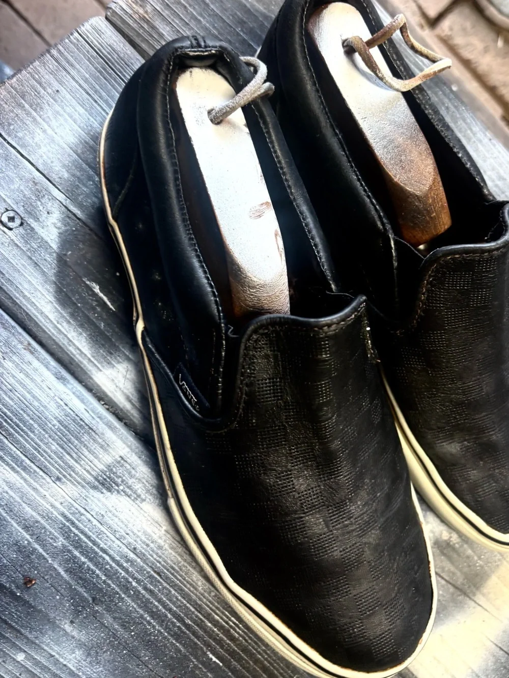 Vans Black Checker Slip-On Loafers